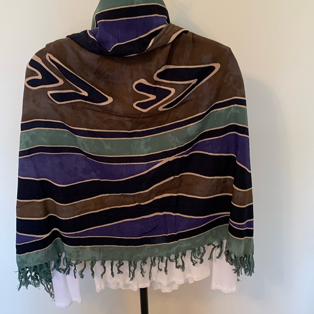 Hundred percent rayon print wrap made in Indonesia.